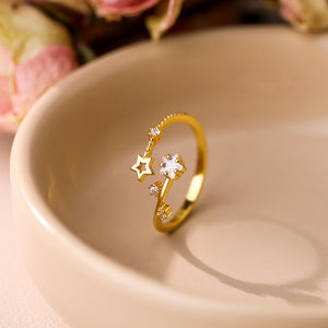 Colorful Celestial Star CZ Stacking Open Ring
