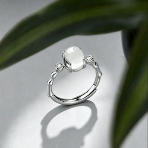 Bamboo Joint Clear Stone Stacking Open Ring