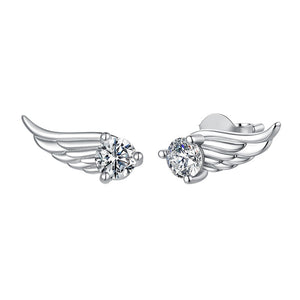 Moissanite Sculpted Angel Wing Stud Earrings