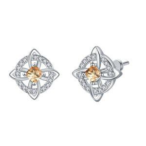 Celtic Knot Birthstone Geometric Stud Earrings