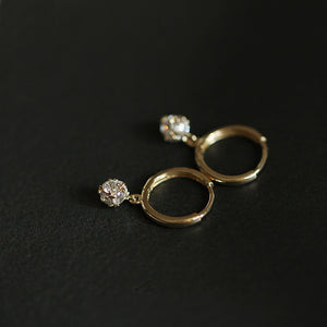 Minimalist Ball CZ Drop Huggie Hoop Earrings