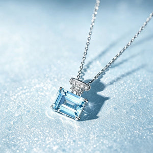 Aquamarine Perfume Bottle Pendant Necklace