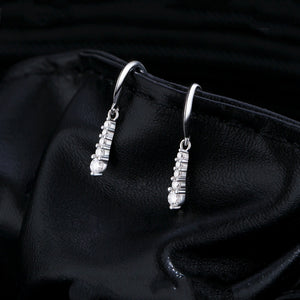 Graduated Moissanite Dangle Hook Earrings