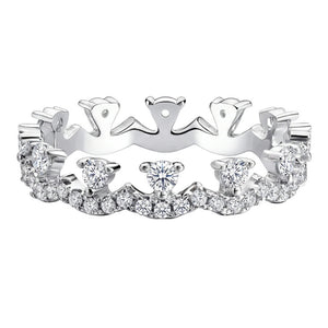 Moissanite Tiara Crown Wave Stack Band Ring