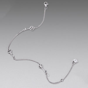 Elegant CZ Key Padlock Charm Chain Bracelet