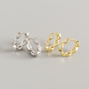 Geometric Marquise CZ Huggie Hoop Earrings