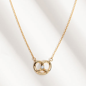 Pretzel Motif Crystal Accent Pendant Necklace