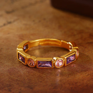 Colorful Multi Shape CZ Stackable Open Ring