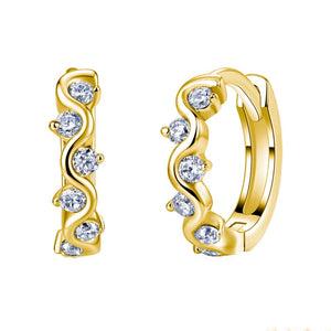 Wave Moissanite Cluster Huggie Hoop Earrings