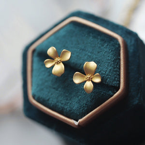 Matte Four Petal Floral Cartilage Stud Earrings