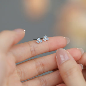 Dainty Blue Flower Screw Back Stud Earrings