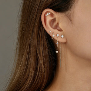Dainty Celestial Star Dangle Drop Stud Earrings