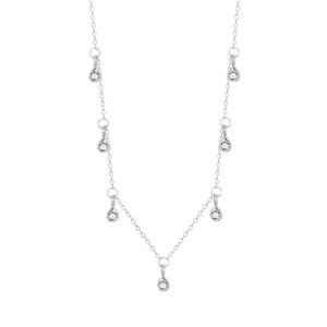 Dainty Teardrop CZ Pendant Station Necklace