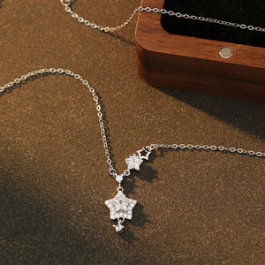 Minimalist Multi Star Dangle Pendant Necklace