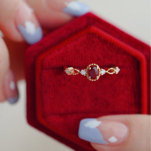 Dainty Magenta CZ Beaded Filigree Band Ring