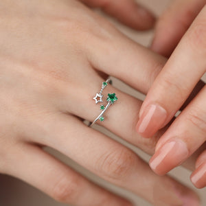 Colorful Celestial Star CZ Stacking Open Ring