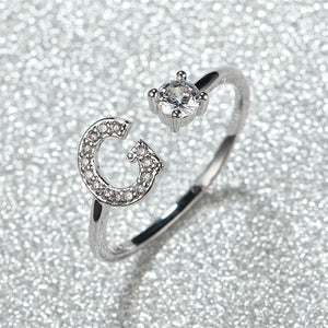 Initial Letter Adjustable Stacking Ring