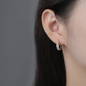 Geometric Marquise CZ Huggie Hoop Earrings
