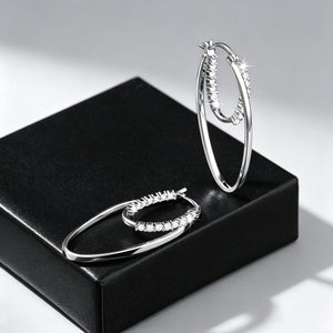 Moissanite Double Layered Oval Hoop Earrings
