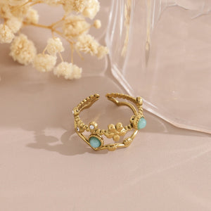 Amazonite Flower Crown Double Layered Ring
