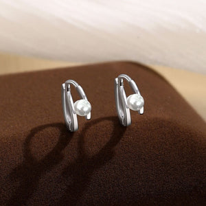 Dainty Dual Layer Pearl Huggie Hoop Earrings