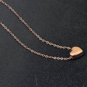 Polished rose gold tiny heart pendant dainty clavicle necklace