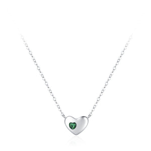 Minimalist Green Heart Stone Charm Necklace