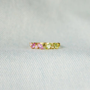 Gradient Green Pink Stackable Band Ring