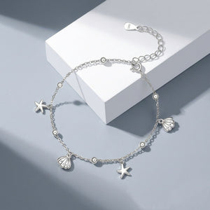 Starfish Seashell Charm Bead Station Bracelet