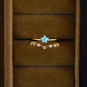 Celestial Star Opal Chevron Double Open Ring
