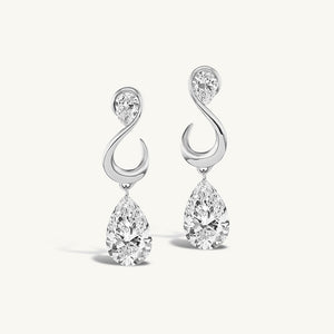 Elegant Dual Pear CZ Swirl Drop Stud Earrings