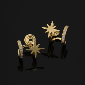 North Star Curved Half Hoop Stud Earrings