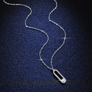 Moissanite Locker Paperclip Pendant Necklace