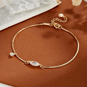 Marquise CZ Tiny Drop Charm Chain Bracelet