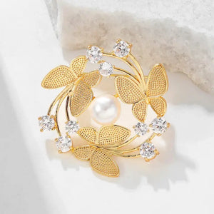 Elegant Pearl Butterfly Statement Brooch