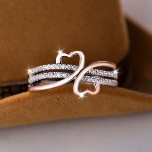 Two-Tone Double Heart Infinity Band Ring