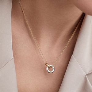 Interlocking Mini Ring Double Chain Necklace