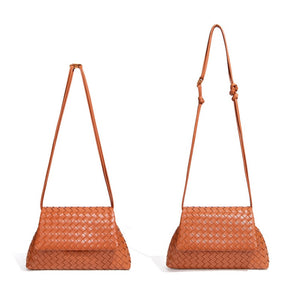 Handwoven Leather Flap Shoulder Handbag
