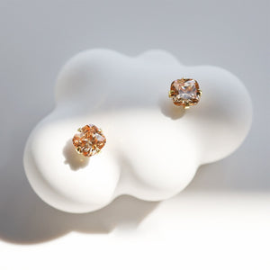 Champagne Cushion Cut Crystal Stud Earrings