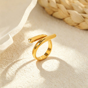 Sparkling CZ Interlaced Bar Open Bypass Ring