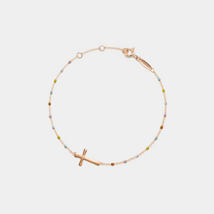 Cross Boho Rainbow Enamel Bead Anklet