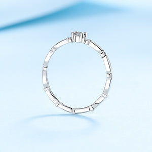 Tiny Moissanite Stacking Wavy Thin Band Ring