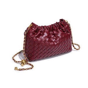 Woven Leather Cloud Drawstring Handbag