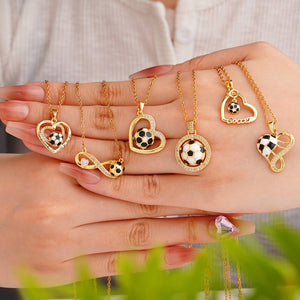 Heart Infinity Football Pendant Necklace