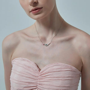 Pink Tulip Flower Horizontal Charm Necklace