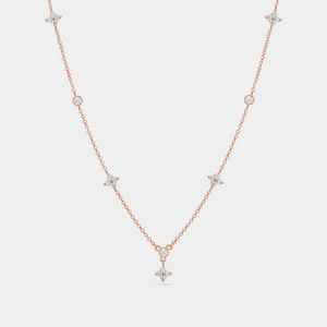 Four Petal Flower Charm Layering Necklace