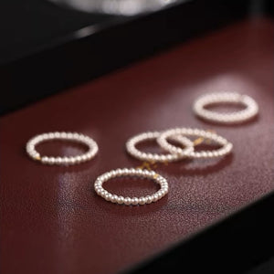 Minimalist Elastic Pearl Beaded Stackable Ring