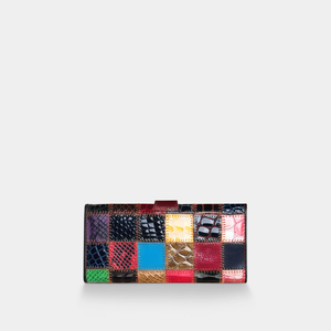 Colorblock Patchwork Leather Long Wallet