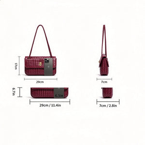 Handwoven Leather Flap Knot Lock Handbag