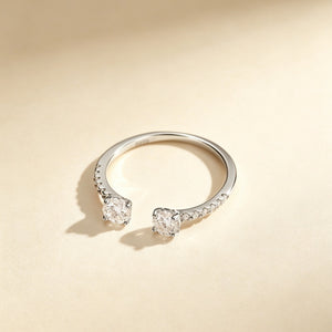 Double Round Moissanite Pave Stacking Ring